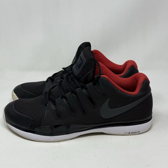 Nike Zoom Vapor 9.5 Tour Tennis Roger Federer Mens 13 Black Red Shoes 631458-007 - Picture 2 of 16